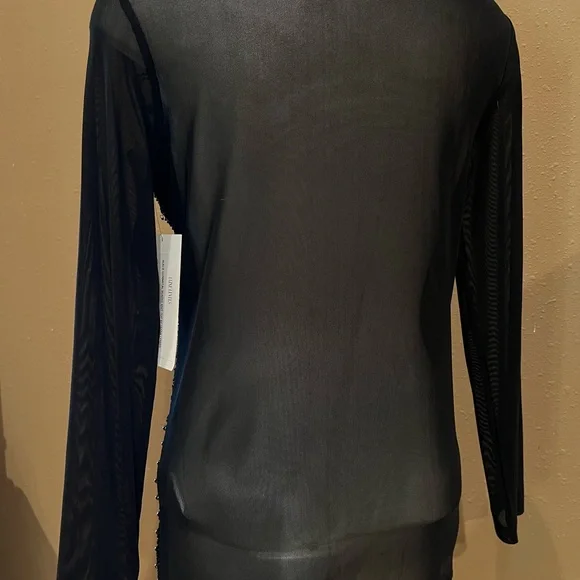 Frank Lyman black gunmetal beaded knit top Size Large - Picture 5 of 9